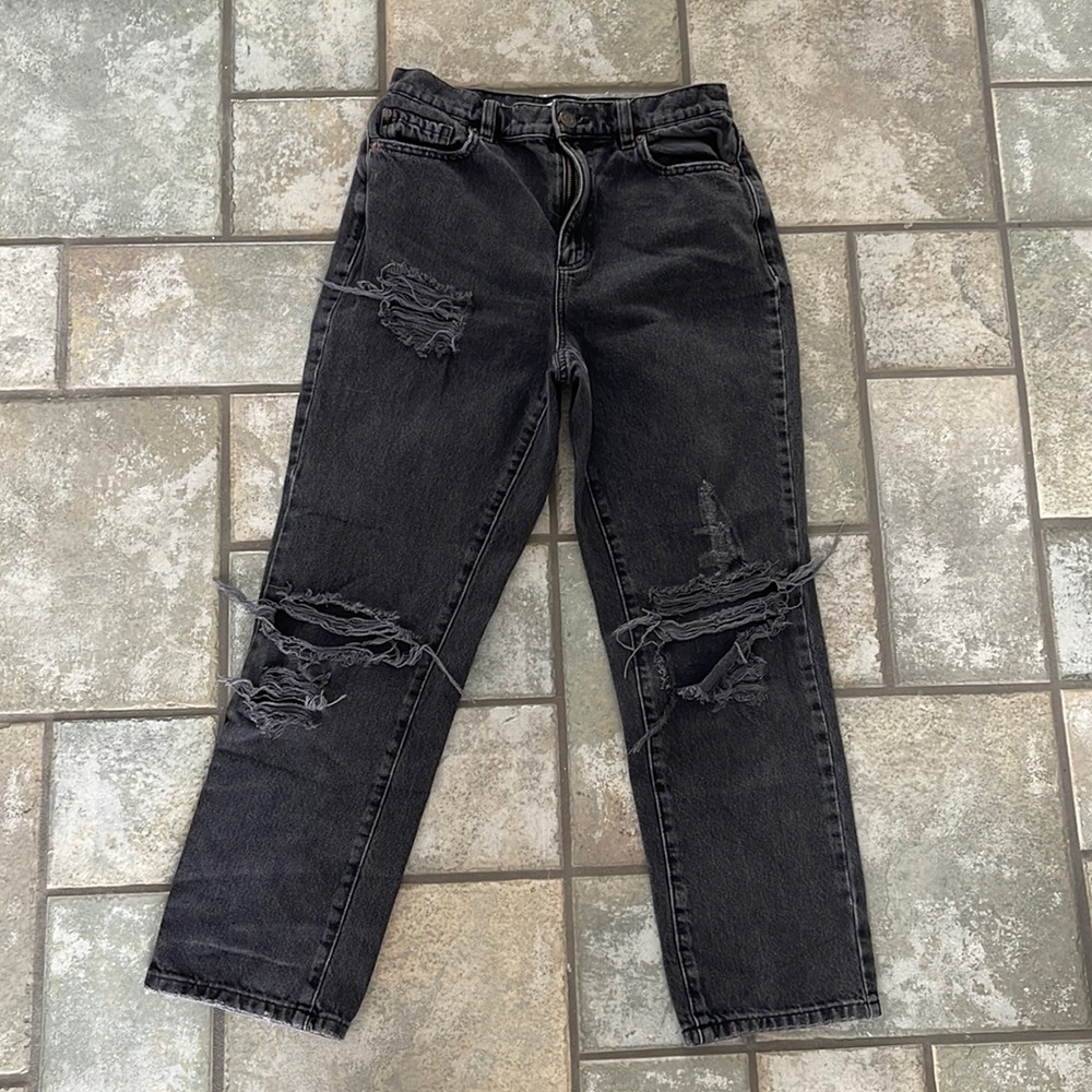 Garage black distressed jeans
